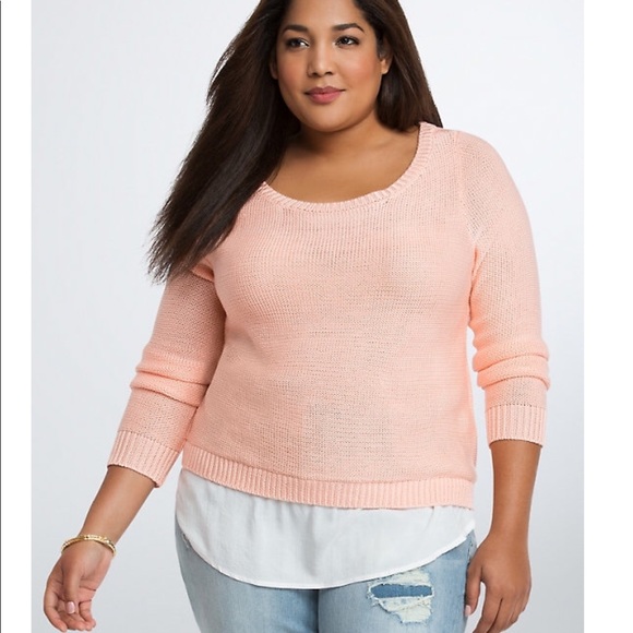 torrid Sweaters - Torrid Reverse Stitch Twofer Peach Sweater